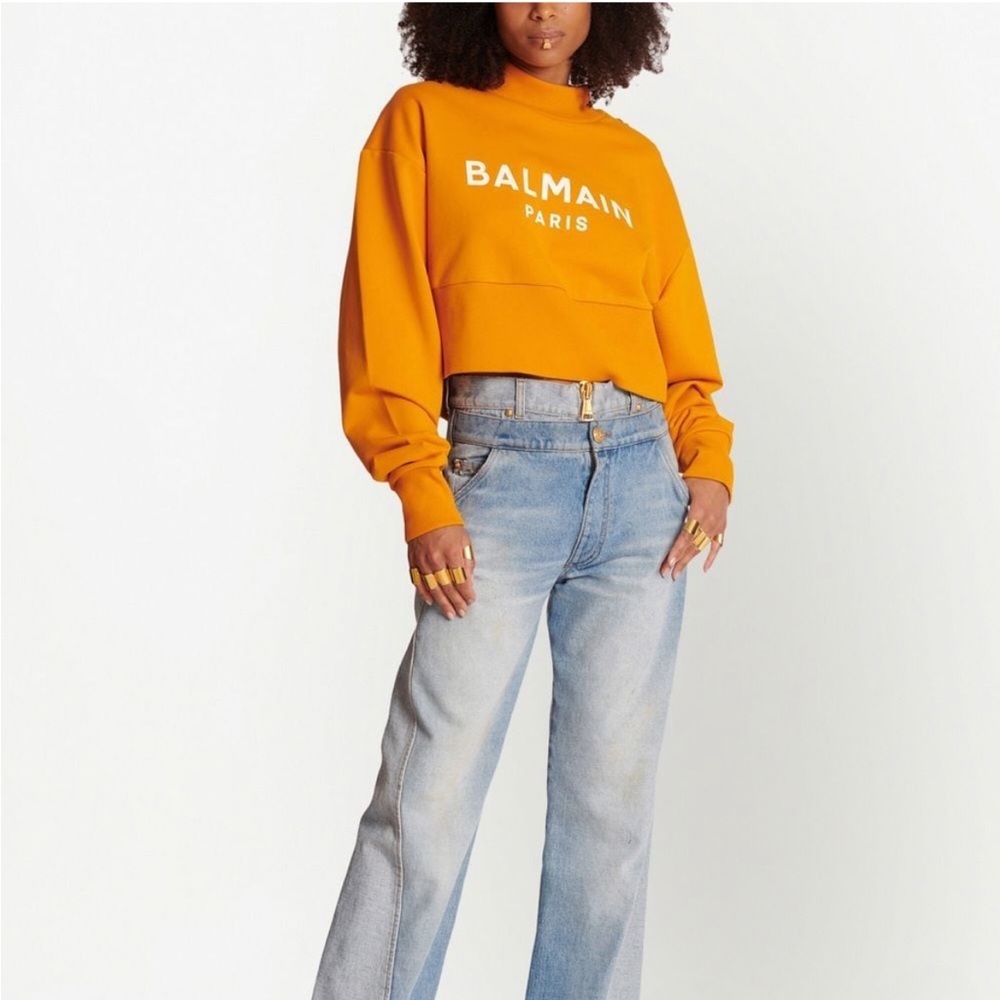 Balmain Crop Sweatshirt Organic Cotton NWT